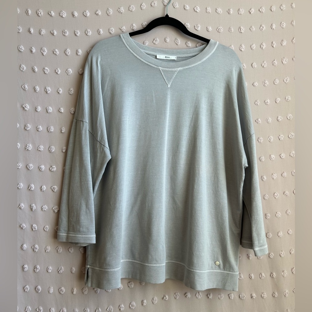 Brax Men’s 3/4 Sleeve Cotton‎ Blend Crewneck Lightweight Sweatshirt Sz 44 Grey